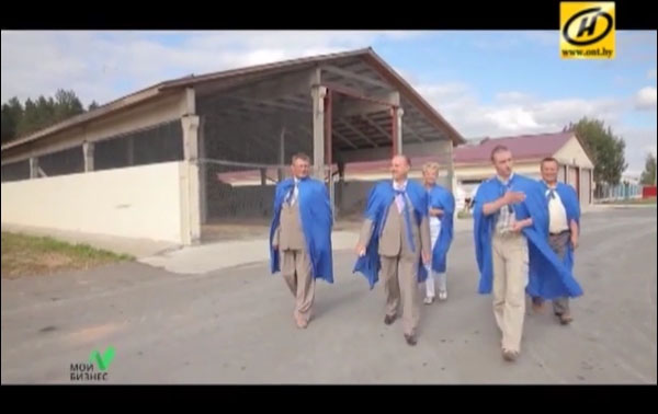 On a dairy farm near Zhodino: Dzmitry Shyroki with Alexander Polivko, Ivan Koronets and others